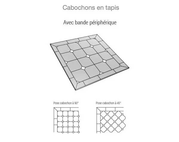 Burgundy stone paving with cabochons layout - Peripheral strip - Technical plan