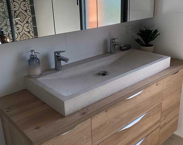 Vasque en pierre avec cuve concave - Charmot Clair Adouci