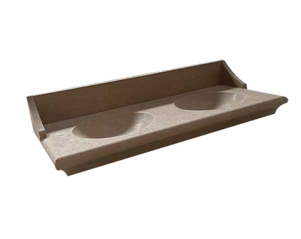 Washbasin with rise in natural Burgundy limestone