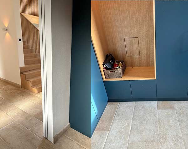 Modern house with antique flooring - Old Burgundy Slabs natural without patina Modern house with antique flooring - Old Burgundy Slabs natural without patina