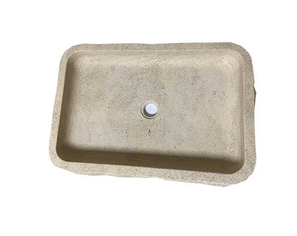 Raw rectangular basin in natural Burgundy limestone - Charmot Golden Honed Raw rectangular basin in natural Burgundy limestone - Charmot Golden Honed
