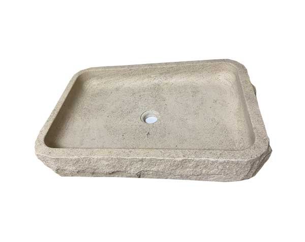 Lavabo rectangulaire brut en pierre naturelle de Bourgogne - Charmot Doré Adouci Lavabo rectangulaire brut en pierre naturelle de Bourgogne - Charmot Doré Adouci
