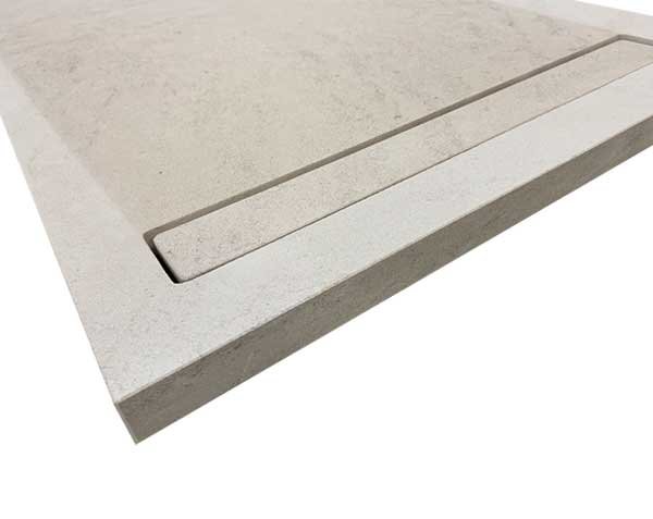 Shower tray with channel drain in natural Burgundy limestone - Charmot Light Anti-slippery