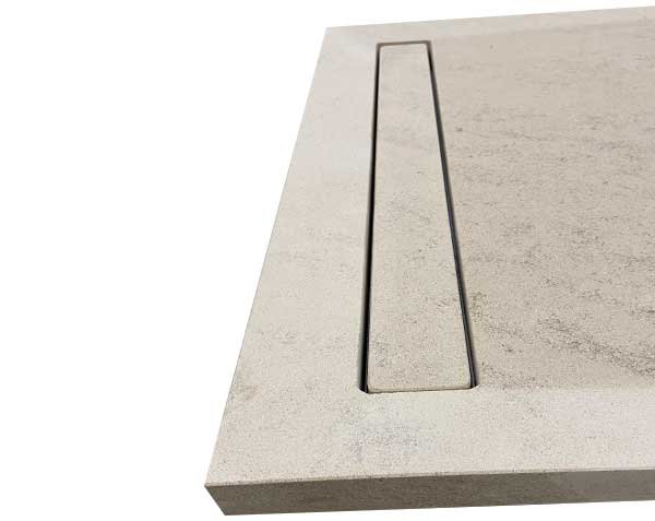 Natural limestone channel drain on shower tray - Charmot Light Anti-slippery
