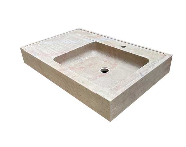 Natural stone sink with drainer and fluting - Corton Honed