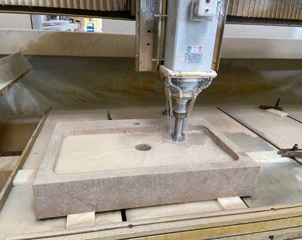 Machining of a natural stone sink Machining of a natural stone sink