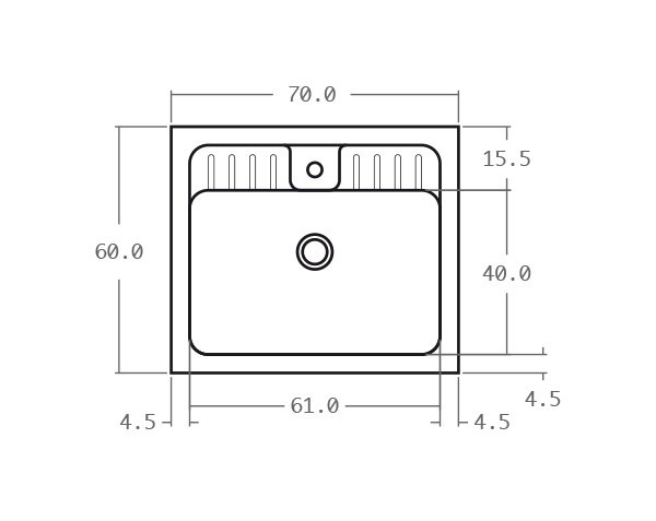 Natural limestone sink -Technical plan 70 cm