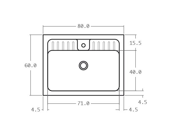 Natural limestone sink -Technical plan 80 cm