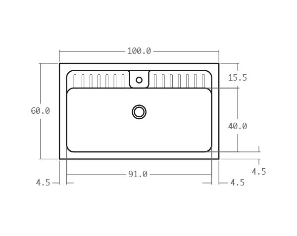 Evier en pierre naturelle - Schéma technique 100 cm