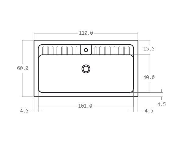 Evier en pierre naturelle - Schéma technique 110 cm