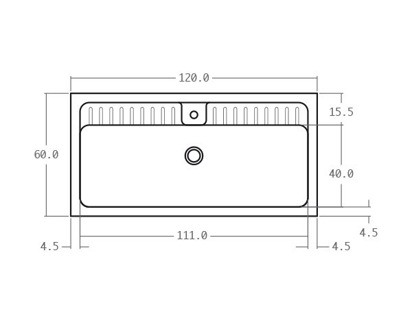 Evier en pierre naturelle - Schéma technique 120 cm