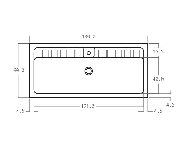 Evier en pierre naturelle - Schéma technique 130 cm