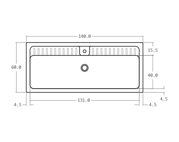 Evier en pierre naturelle - Schéma technique 140 cm