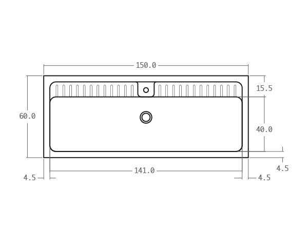Evier en pierre naturelle - Schéma technique 150 cm