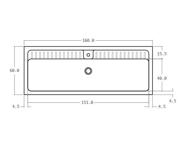 Natural limestone sink -Technical plan 160 cm