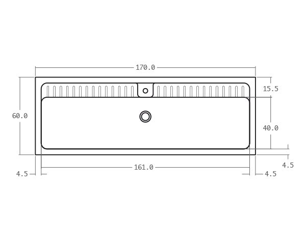 Evier en pierre naturelle - Schéma technique 170 cm