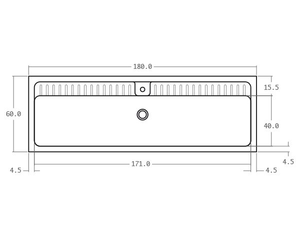 Evier en pierre naturelle - Schéma technique 180 cm