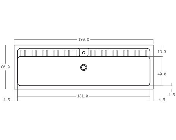 Evier en pierre naturelle - Schéma technique 190 cm