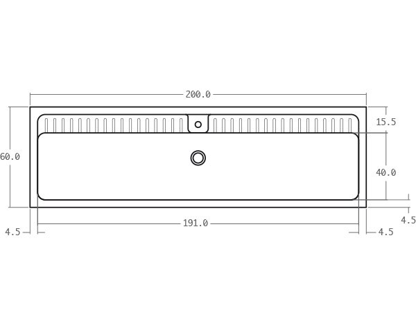 Natural limestone sink -Technical plan 200 cm