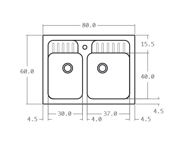 Limestone sink - Technical plan 80 cm