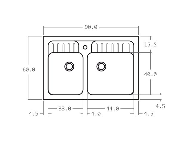 Limestone sink - Technical plan 90 cm