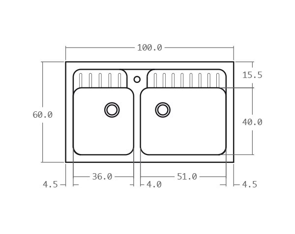 Limestone sink - Technical plan 100 cm