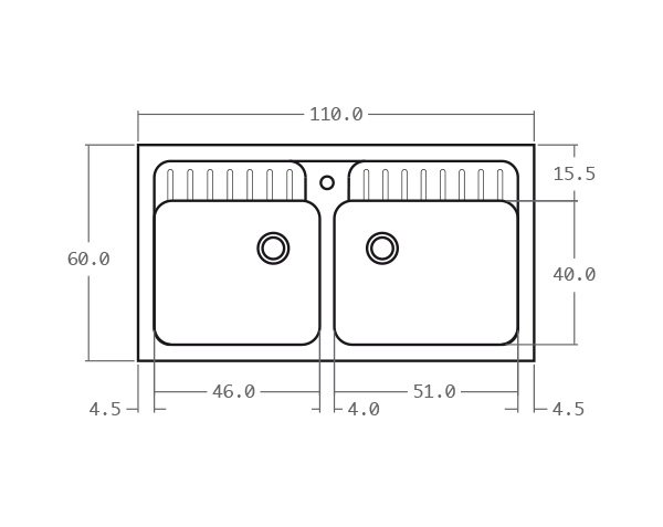 Limestone sink - Technical plan 110 cm