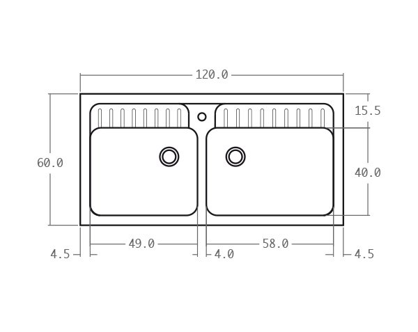 Limestone sink - Technical plan 120 cm