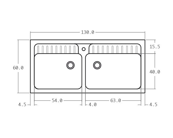 Limestone sink - Technical plan 130 cm