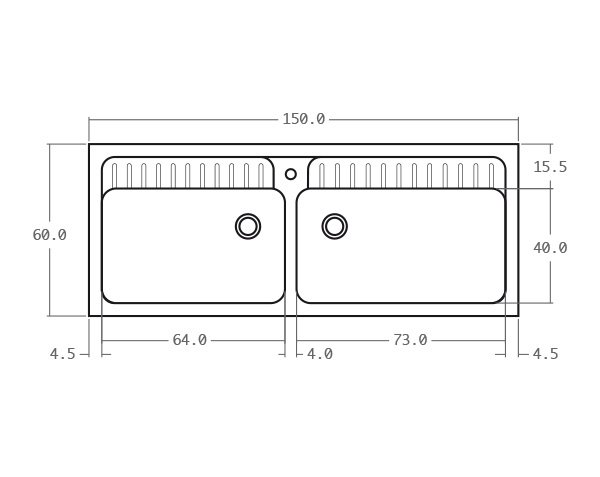 Limestone sink - Technical plan 150 cm