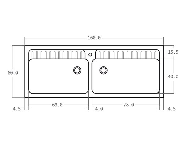 Limestone sink - Technical plan 160 cm