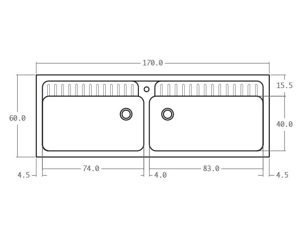Limestone sink - Technical plan 170 cm