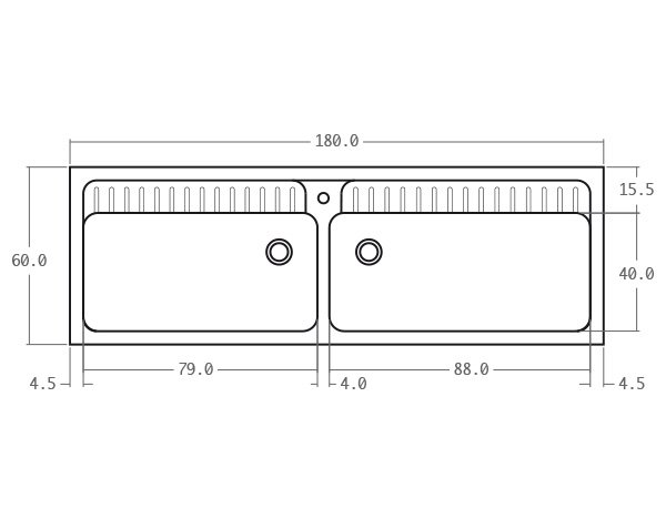 Limestone sink - Technical plan 180 cm