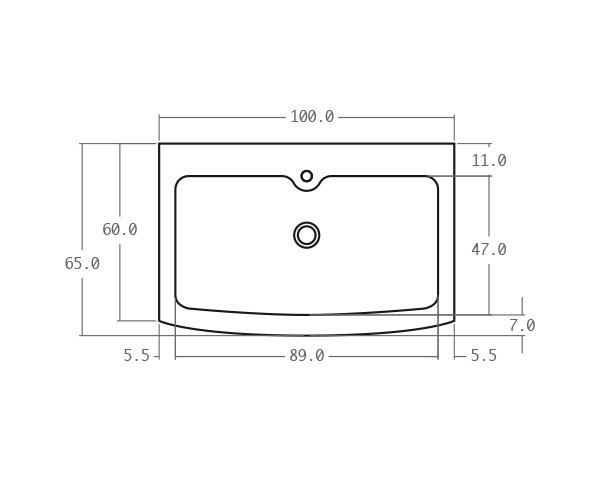 Timbre d'office pierre 1 bac - Schéma technique 100 cm