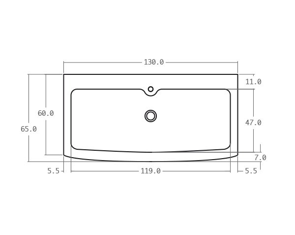 Timbre d'office pierre 1 bac - Schéma technique 130 cm