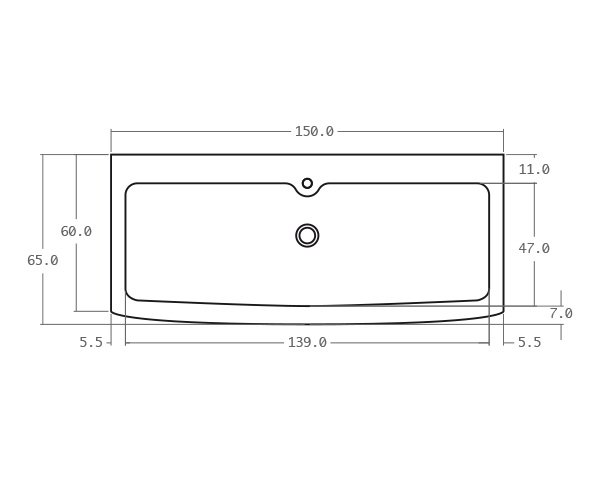 Timbre d'office pierre 1 bac - Schéma technique 150 cm
