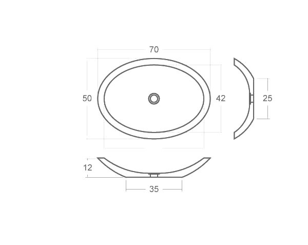 Round washbasin - Technical plan 70 cm