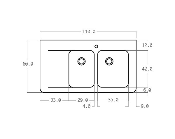 Classic limestone sink - Technical plan 110 cm