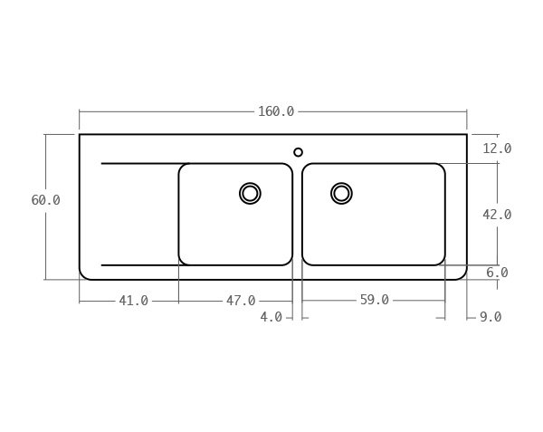 Classic limestone sink - Technical plan 160 cm