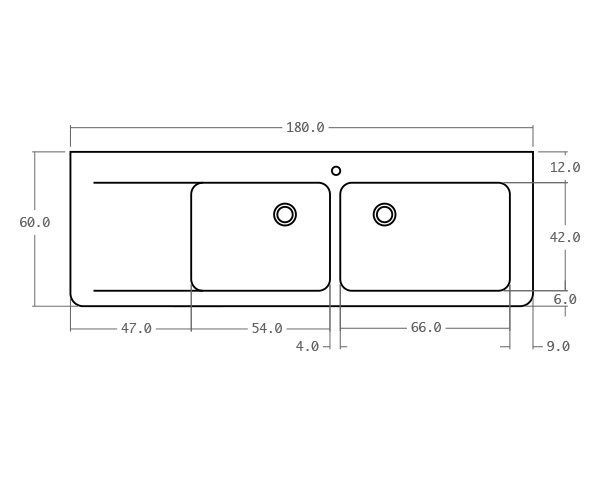 Classic limestone sink - Technical plan 180 cm