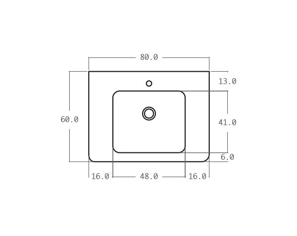 Stone old sink - Technical plan 80 cm