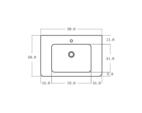 Stone old sink - Technical plan 90 cm