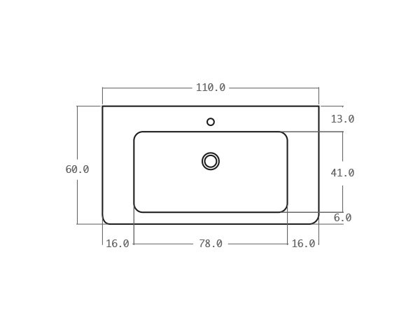 Stone old sink - Technical plan 110 cm