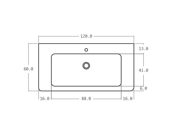 Stone old sink - Technical plan 120 cm