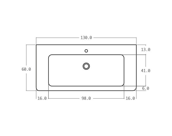 Stone old sink - Technical plan 130 cm