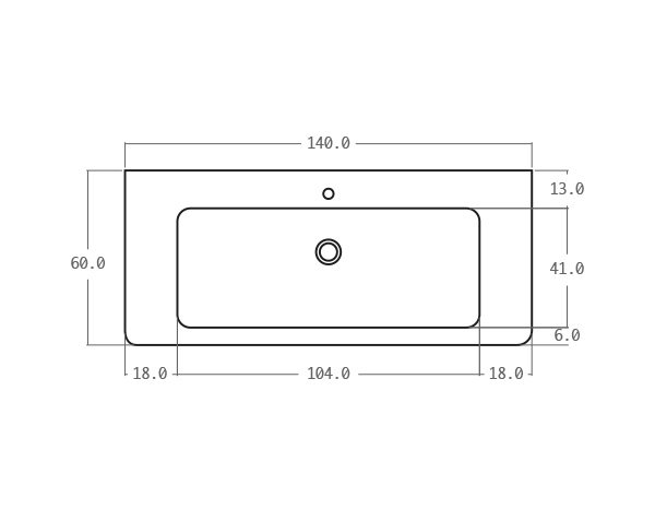 Stone old sink - Technical plan 140 cm