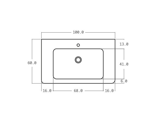 Old sink stone - Technical plan 100 cm