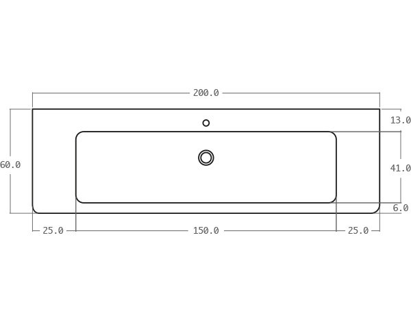 Old sink stone - Technical plan 200 cm