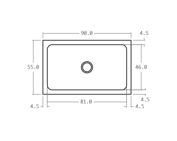 Stone sink - Technical plan 90 cm