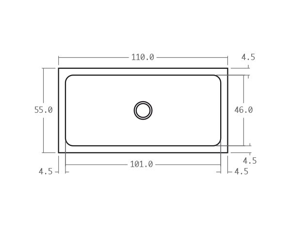 Stone sink - Technical plan 110 cm